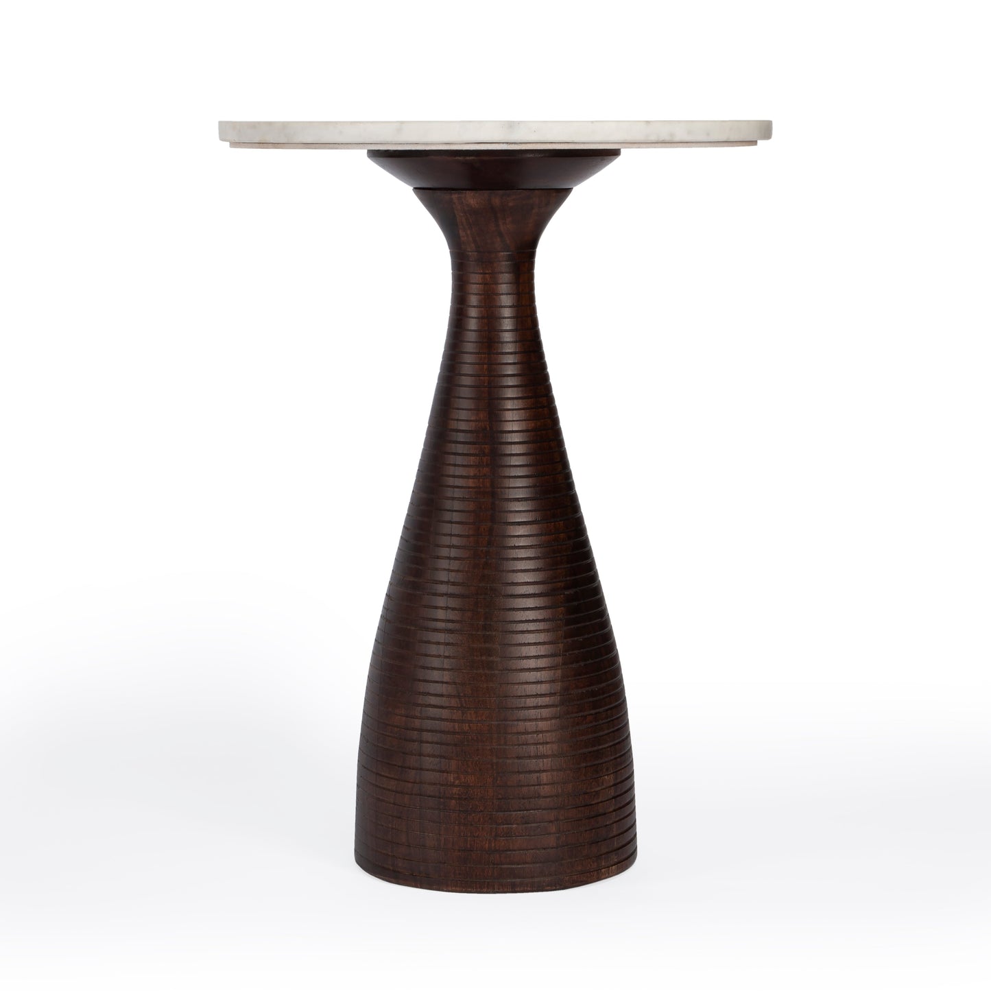 Julia Marble Pedestal End Table in Dark Brown  5627140