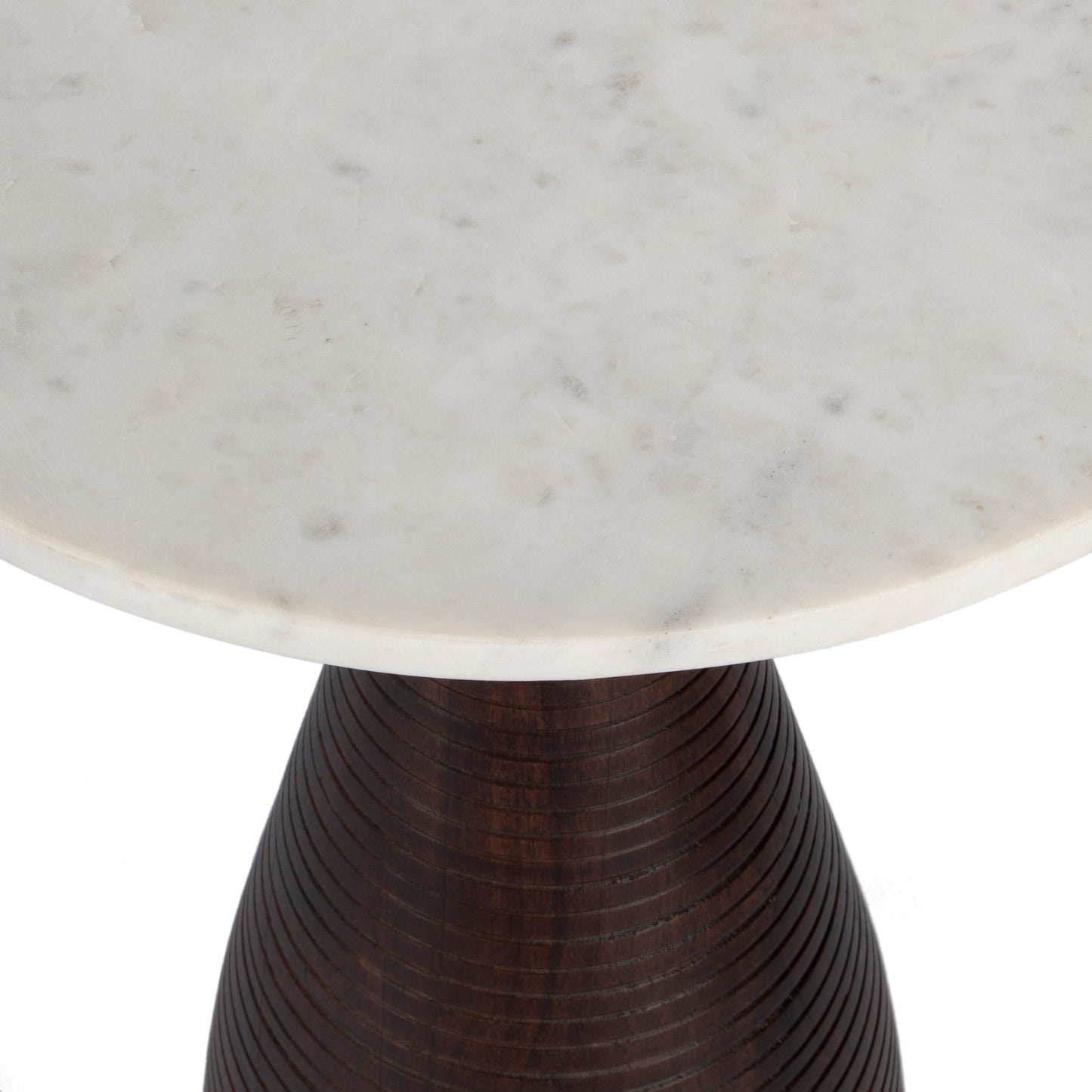 Julia Marble Pedestal End Table in Dark Brown  5627140