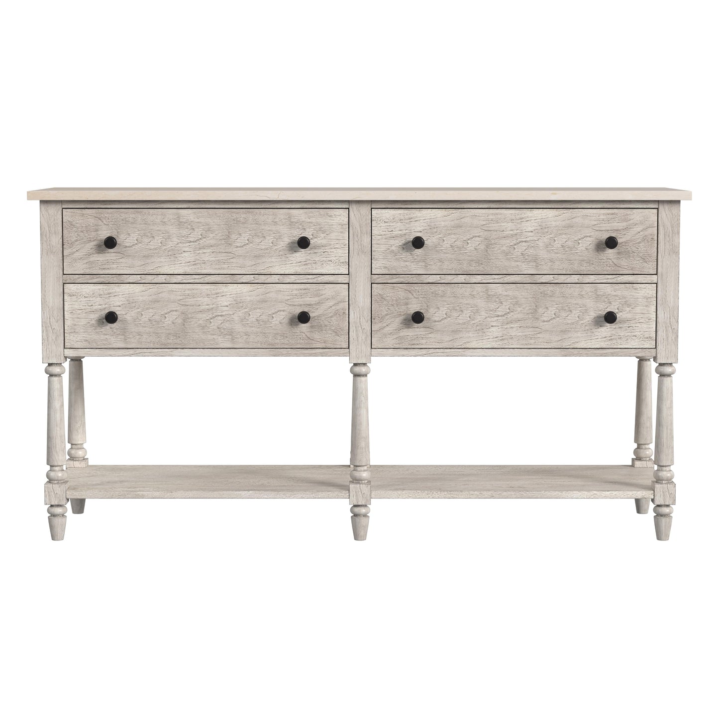 Danielle Marble 4 Drawer Sideboard with Storage in Gray  5645329