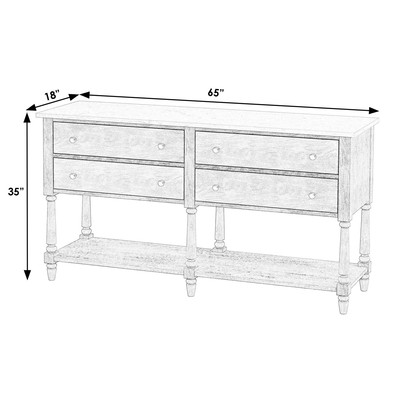 Danielle Marble 4 Drawer Sideboard with Storage in Gray  5645329