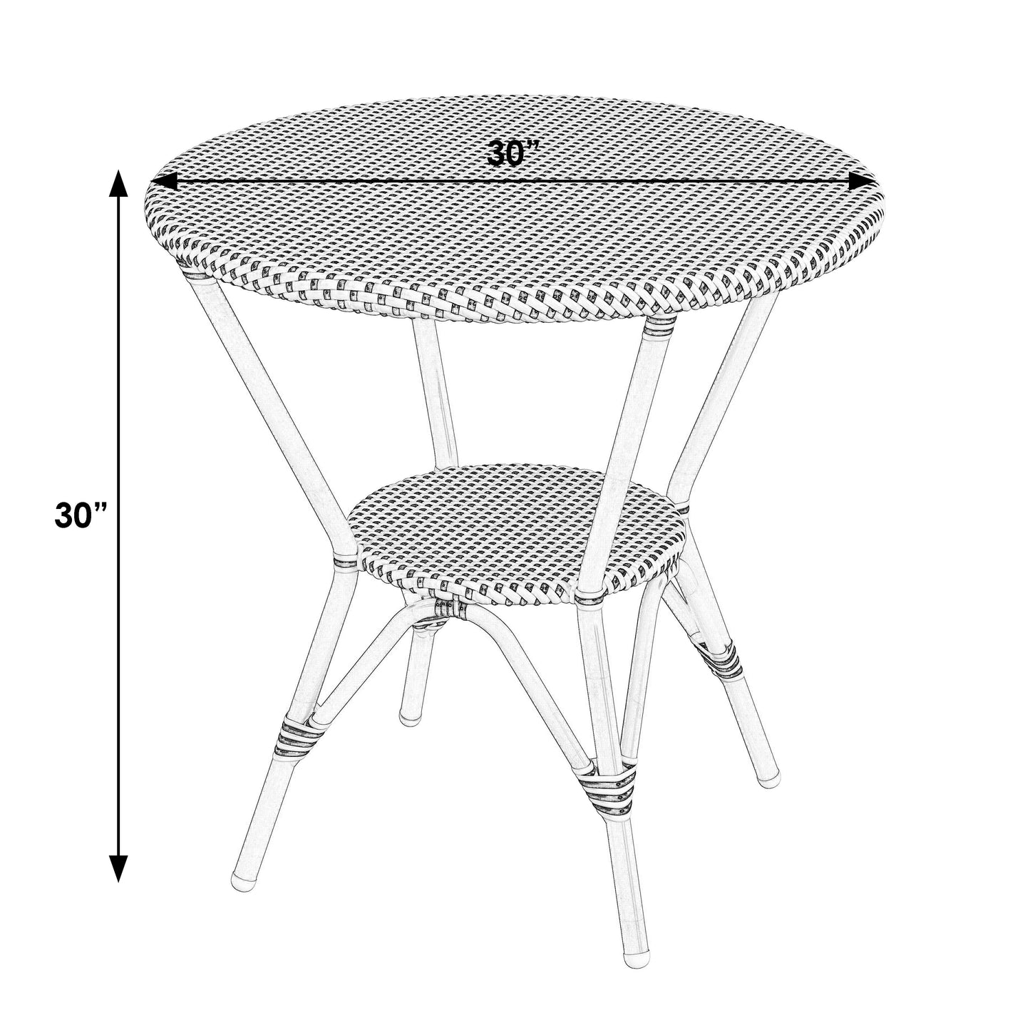 Tobias Outdoor Rattan Round Bistro Table in Beige and White  5646433