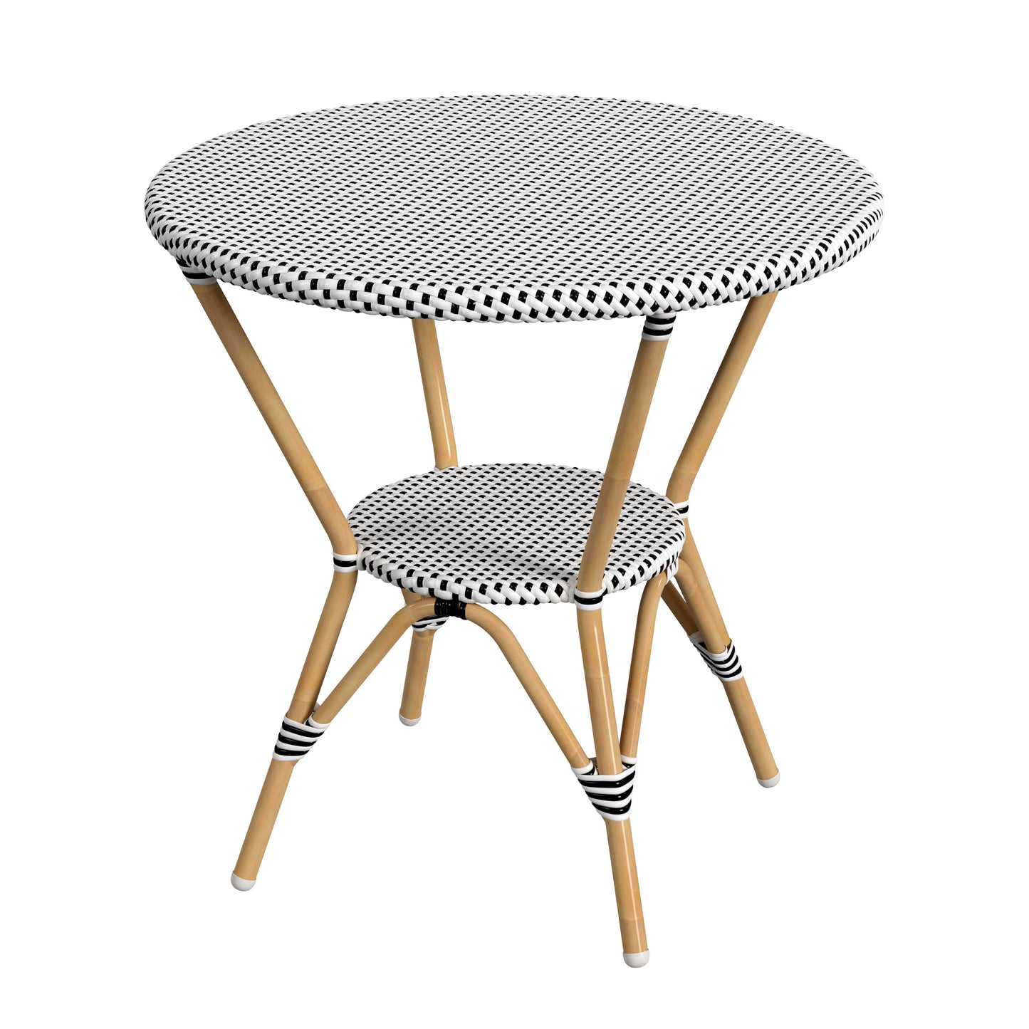 Tobias Outdoor Rattan Round Bistro Table in Black and White  5646434