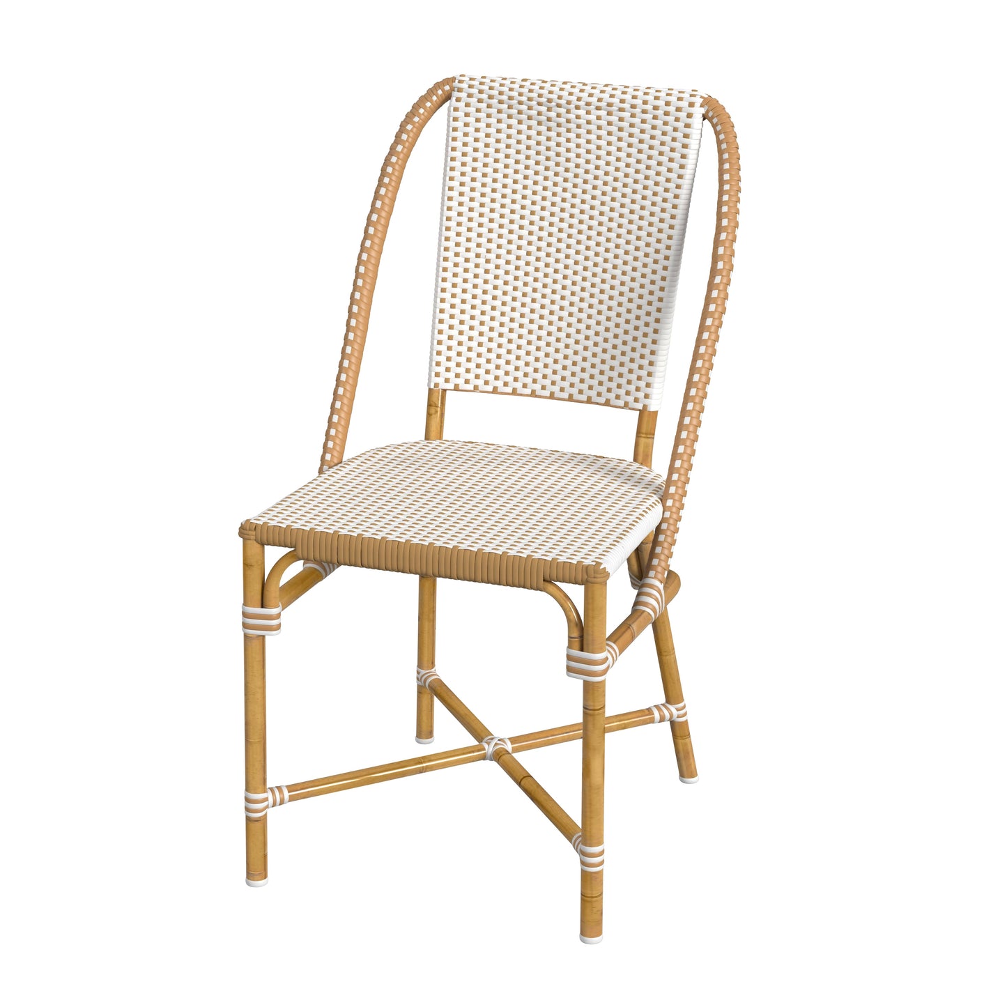 Tobias Outdoor Rattan Dining Chair in Beige and White  5647433