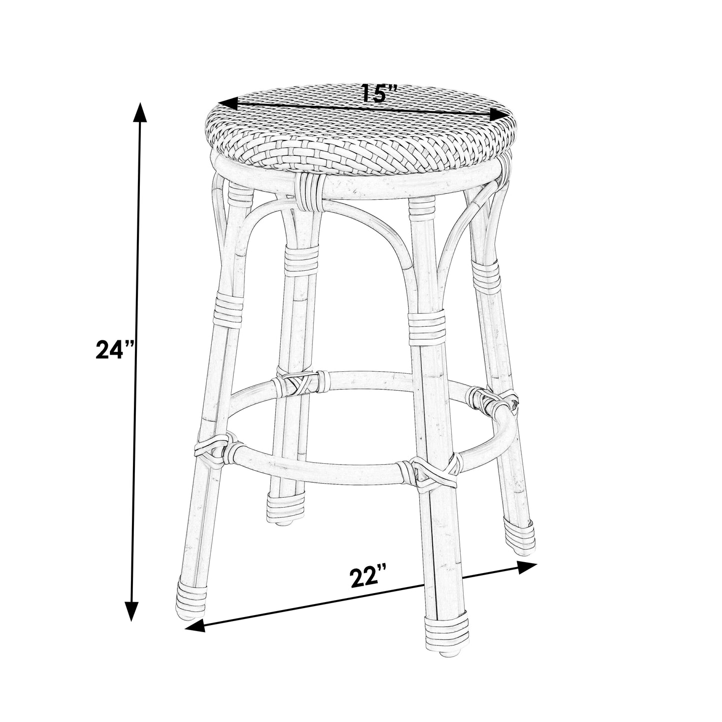 Tobias Outdoor Rattan and Metal Counter Stool in Beige and White  5648433