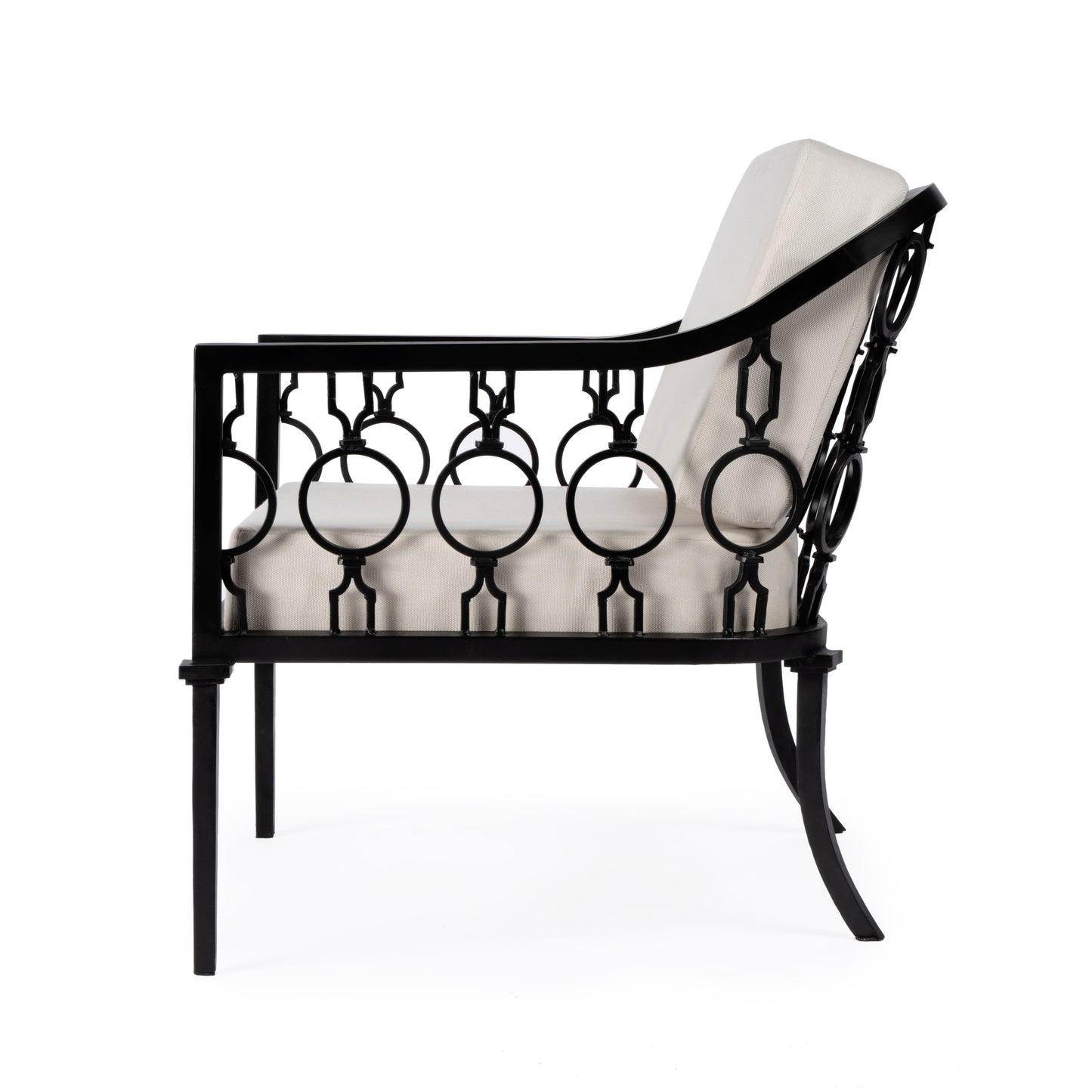 Southport Iron Upholstered Outdoor Lounge Chair in Black  5659437