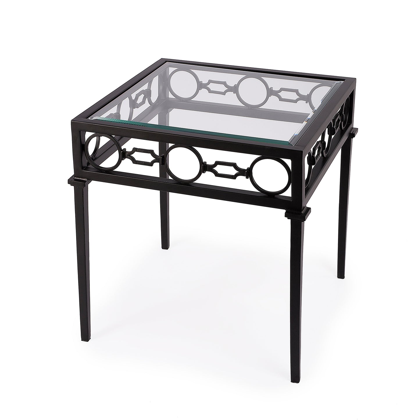 Southport Iron Outdoor End Table in Black  5664437