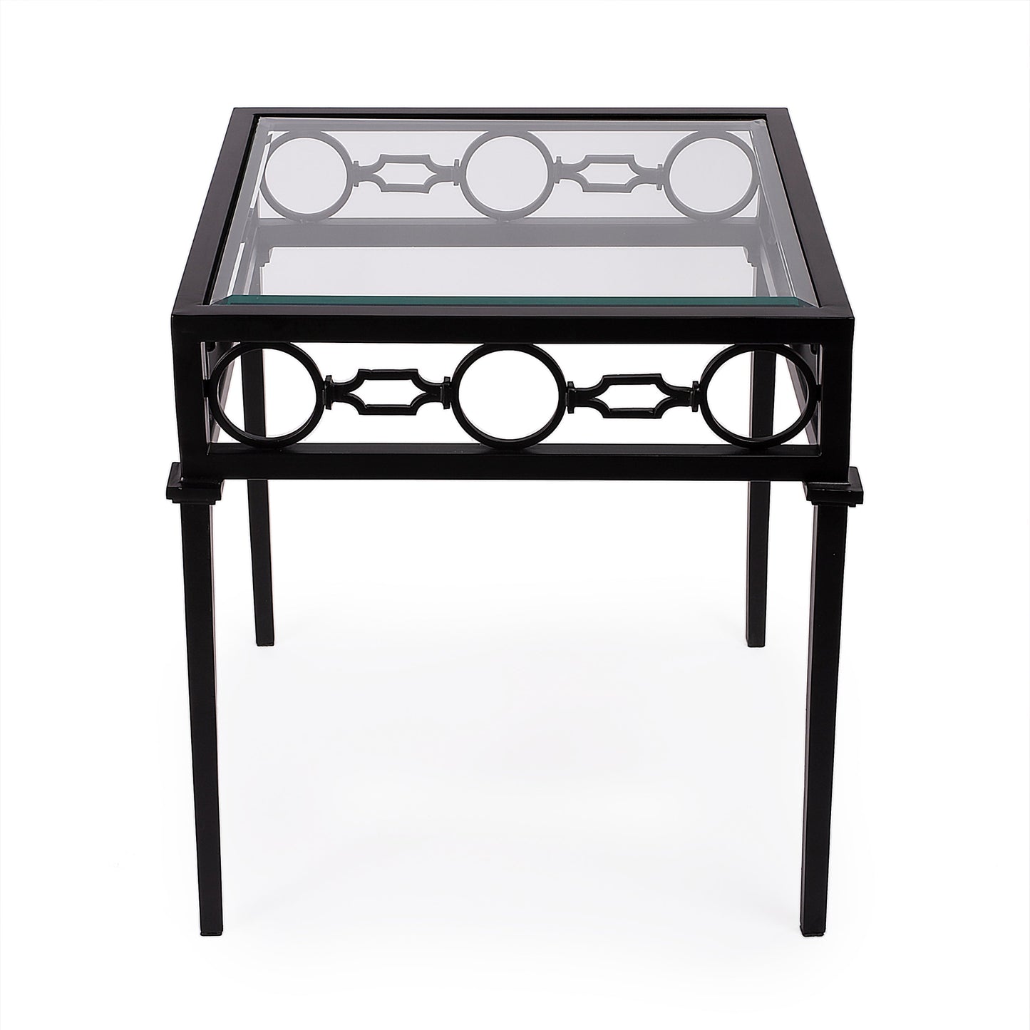 Southport Iron Outdoor End Table in Black  5664437