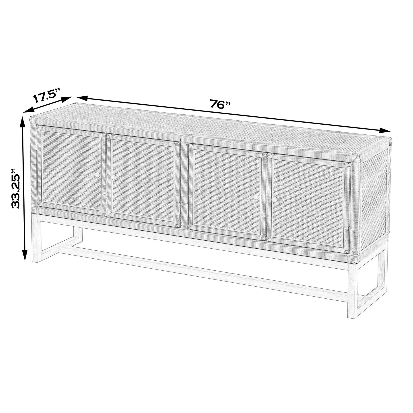 Captiva Rattan 4 Door 76" Sideboard in Natural  5694404