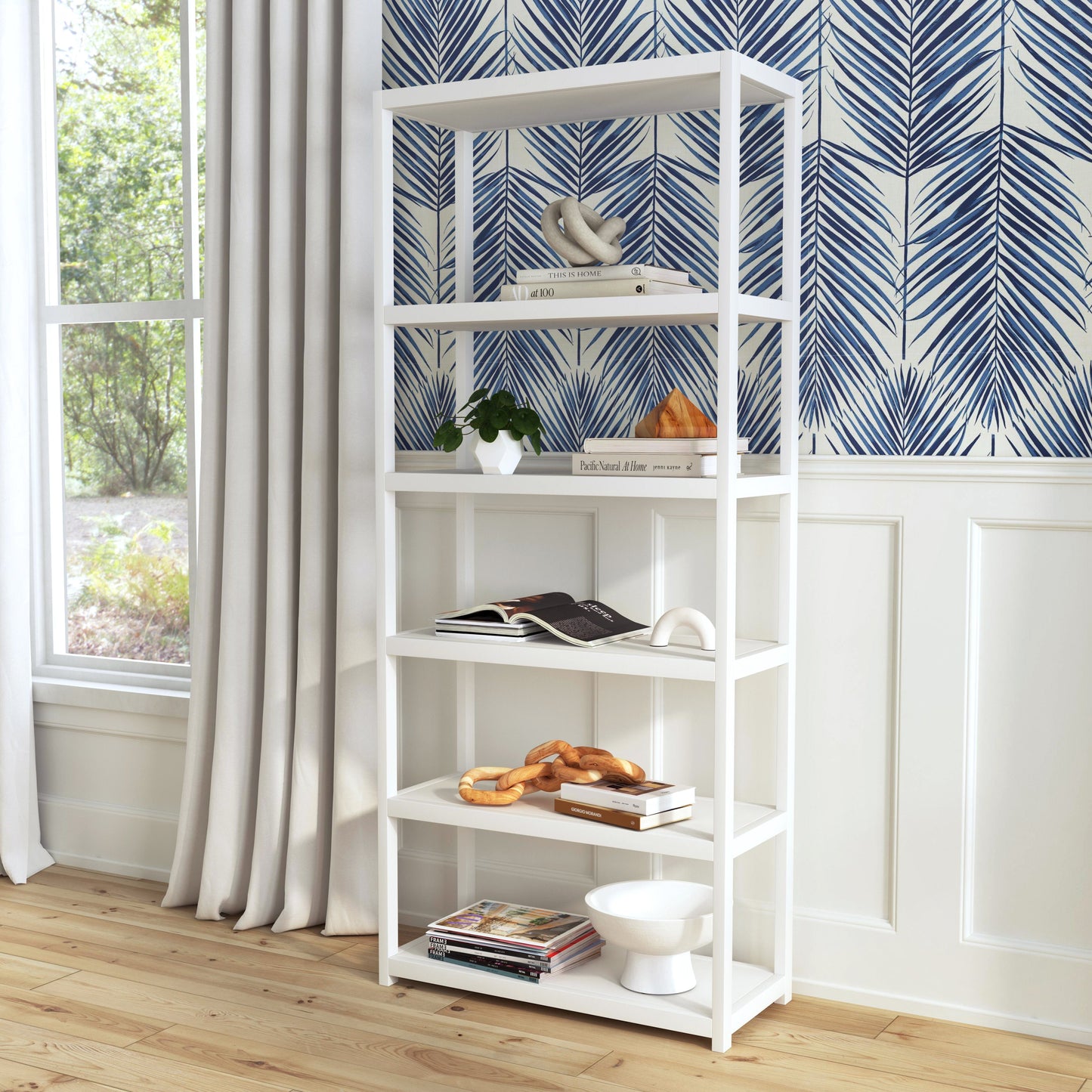 Lark 5 Tier 30Wx75H Etagere Bookcase in White  5702304