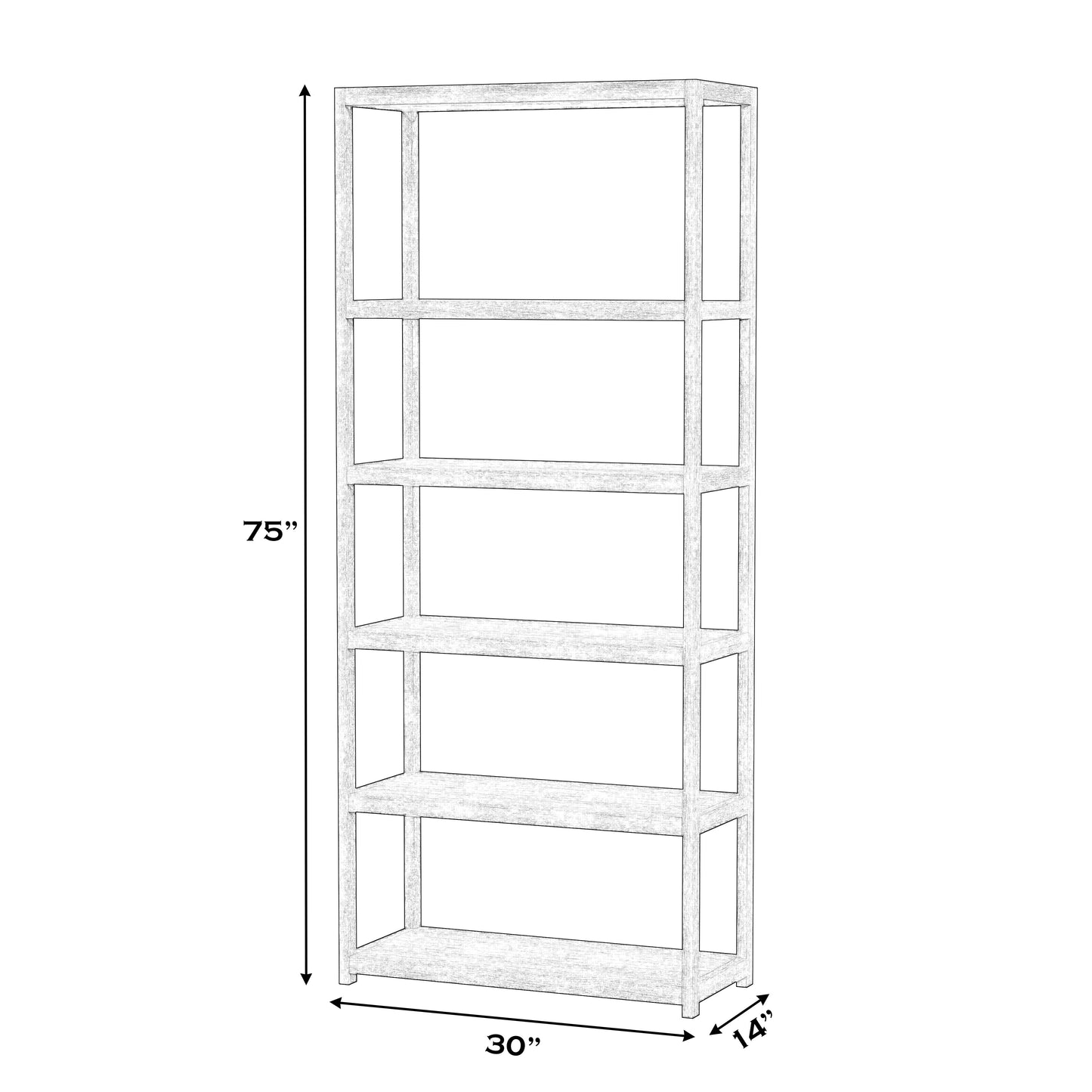 Lark 5 Tier 30Wx75H Etagere Bookcase in White  5702304