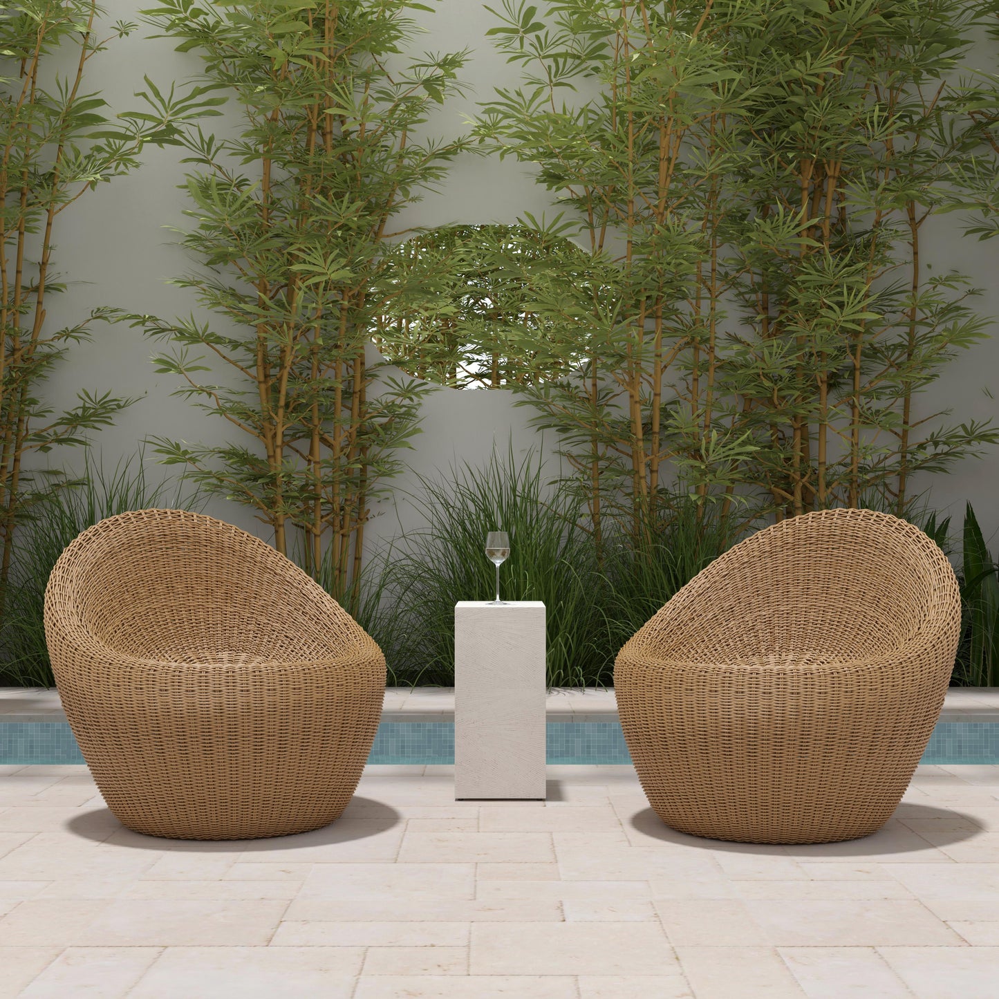 Delmar Rattan Outdoor Nest Chair in Natural  5723447