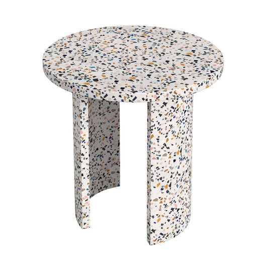 Siesta Outdoor Terrazzo Round Side Table in White  5744454