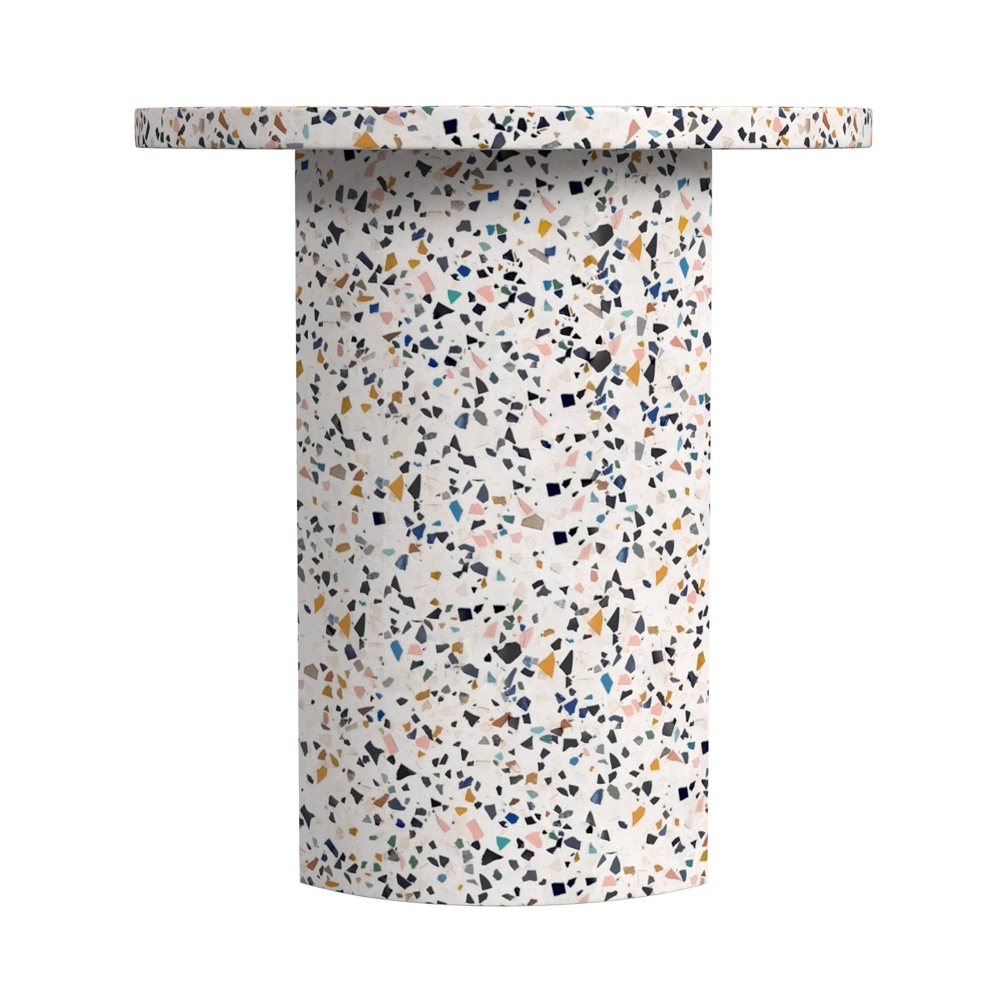 Siesta Outdoor Terrazzo Round Side Table in White  5744454