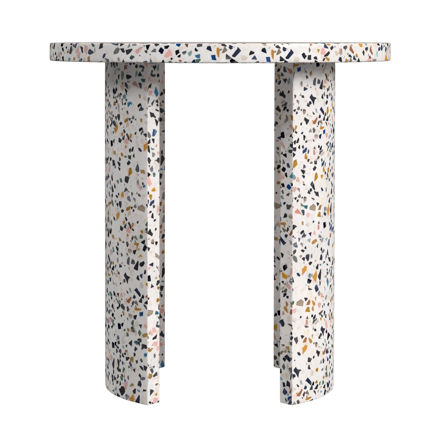 Siesta Outdoor Terrazzo Round Side Table in White  5744454