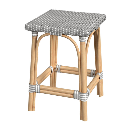 Riviera Square 24"H  Rattan Counter Stool in Gray and White  5757266