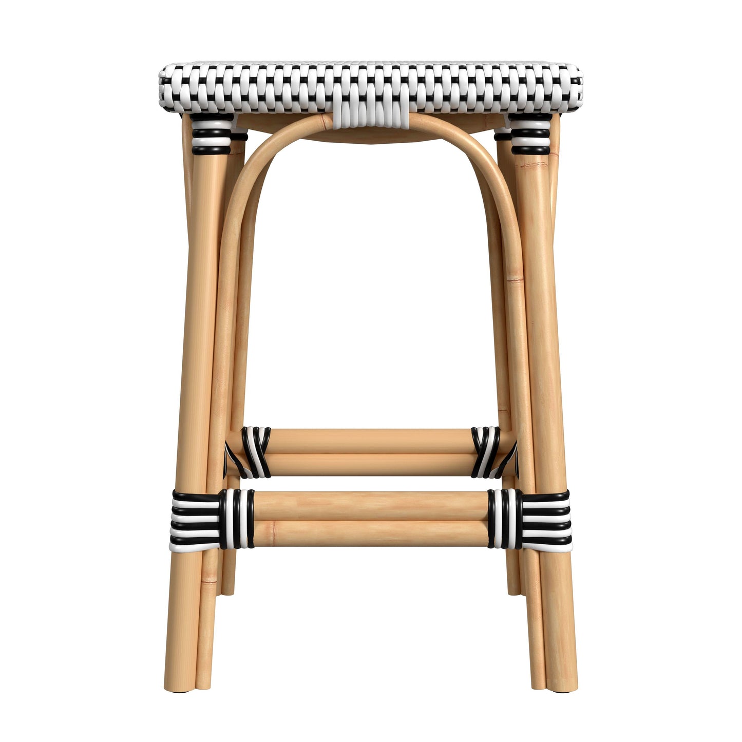 Riviera Square 24"H  Rattan Counter Stool in Black and White  5757295