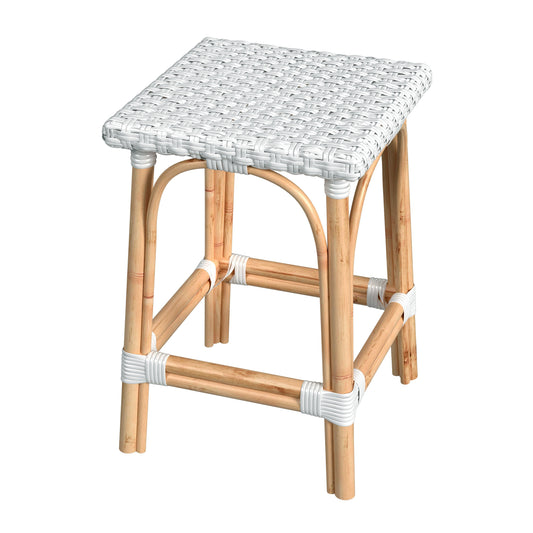 Riviera Square 24"H  Rattan Counter Stool in Glossy White  5757304