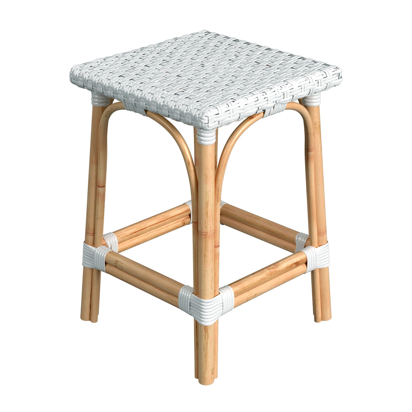 Riviera Square 24"H  Rattan Counter Stool in Glossy White  5757304