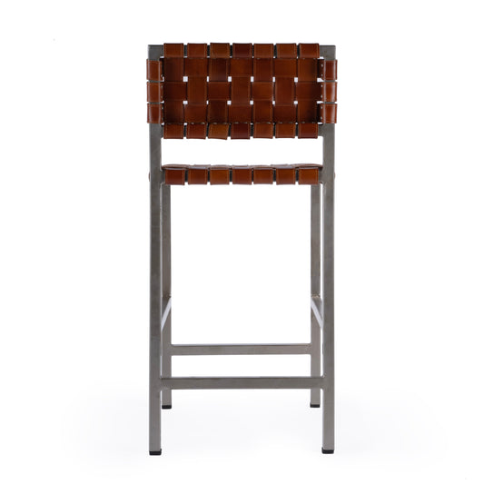 Bromley Iron and Leather 24.5" Counter Stool in Brown  5762344