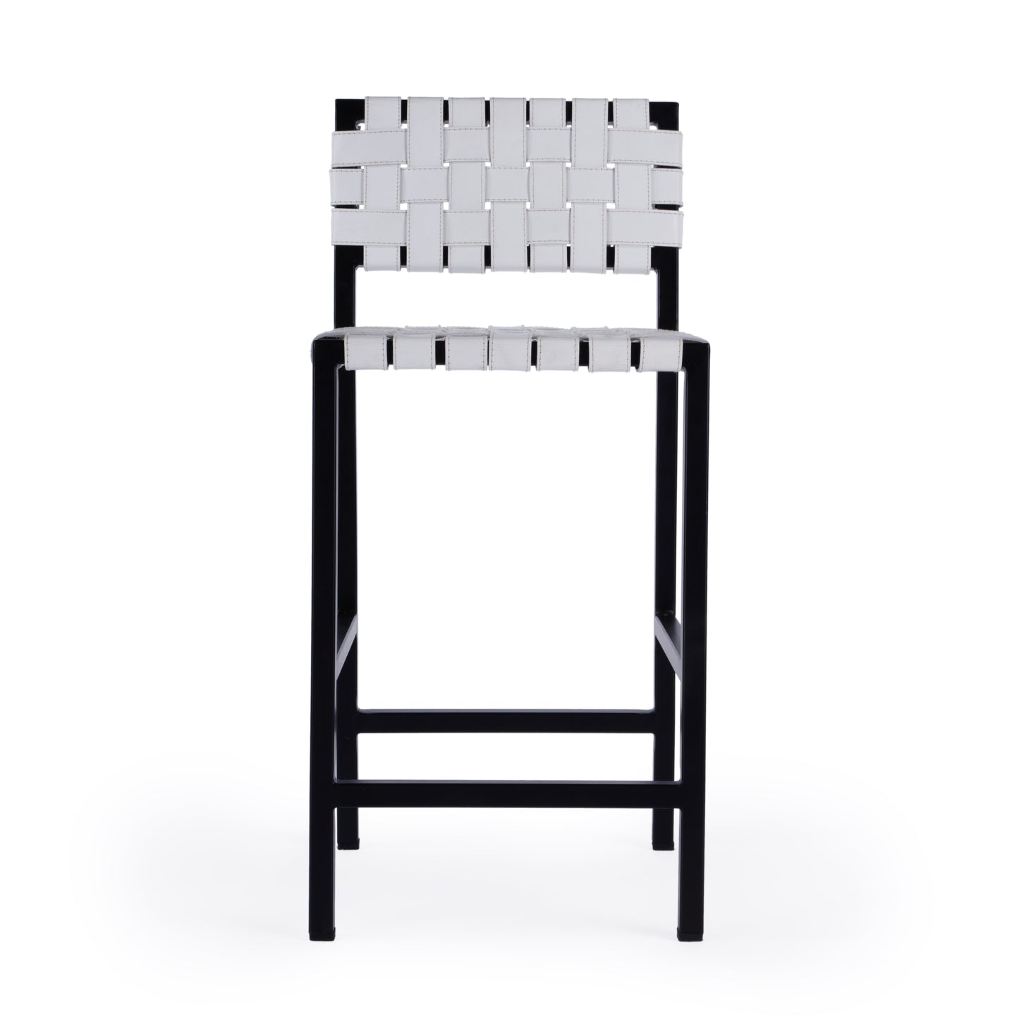 Bromley Iron and Leather 24.5" Counter Stool in White  5762411