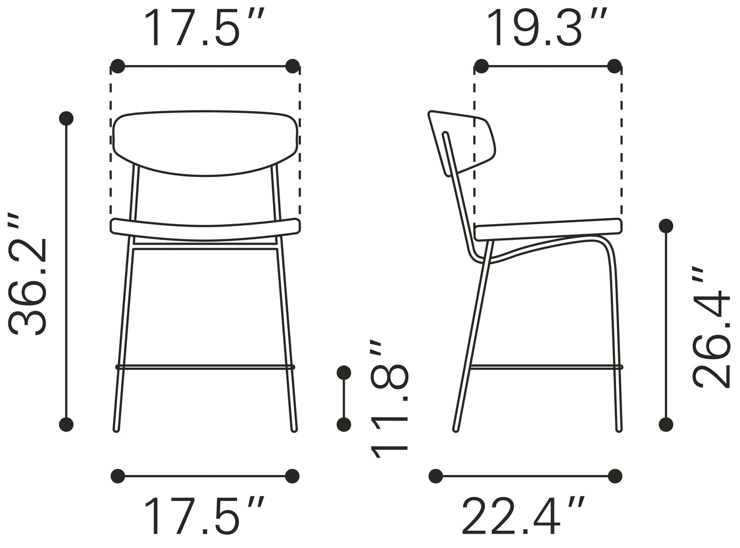 Sharon Counter Stool (Set of 4) Vintage Black