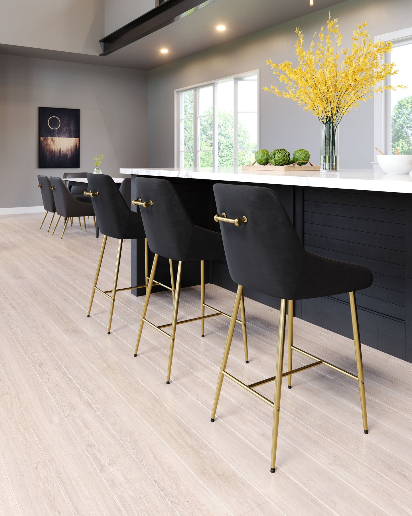 Madelaine Counter Stool Black & Gold