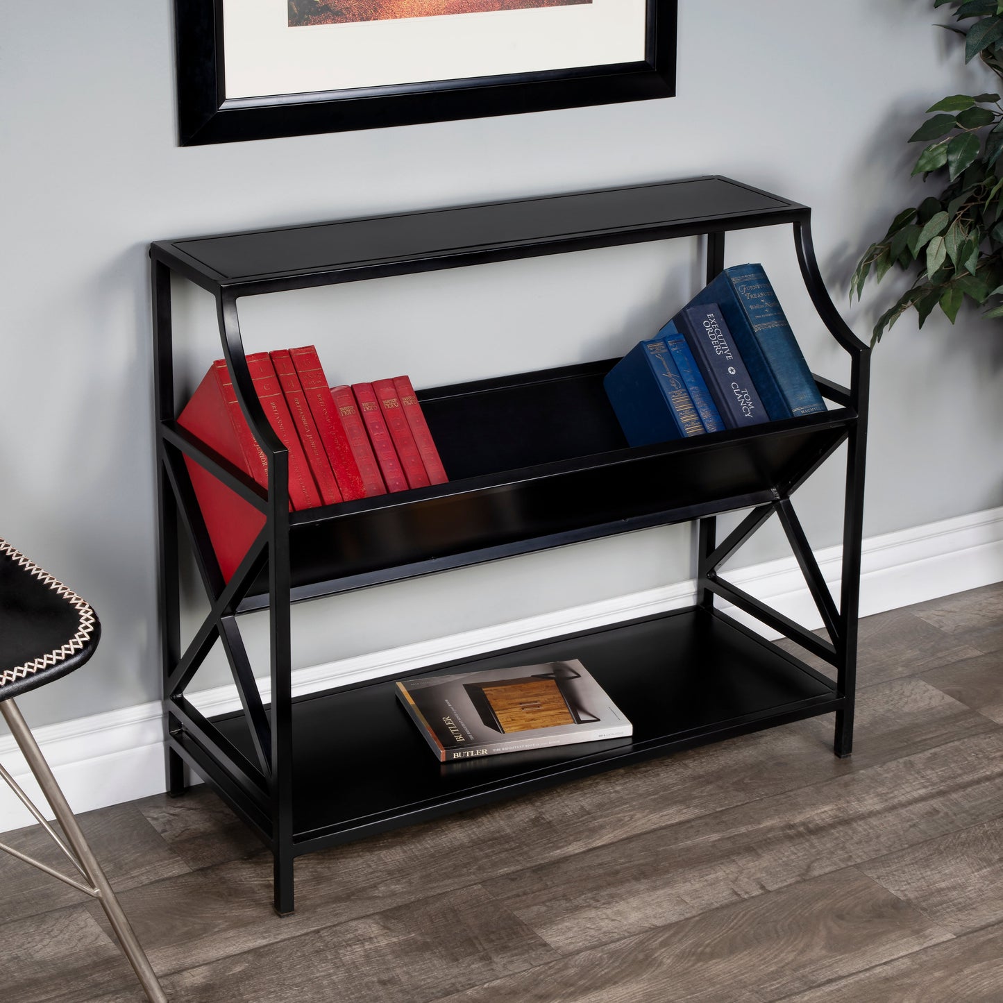 Keats Library 2 Tier 36"W Bookcase in Black  6112025