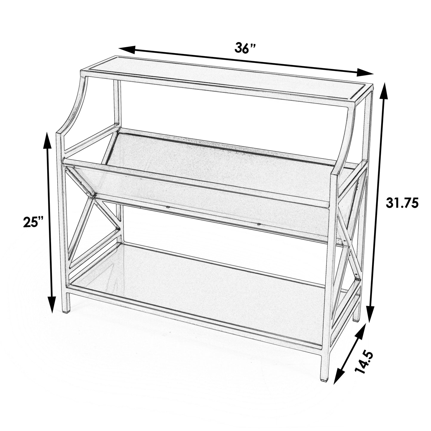 Keats Library 2 Tier 36"W Bookcase in Silver  6112220