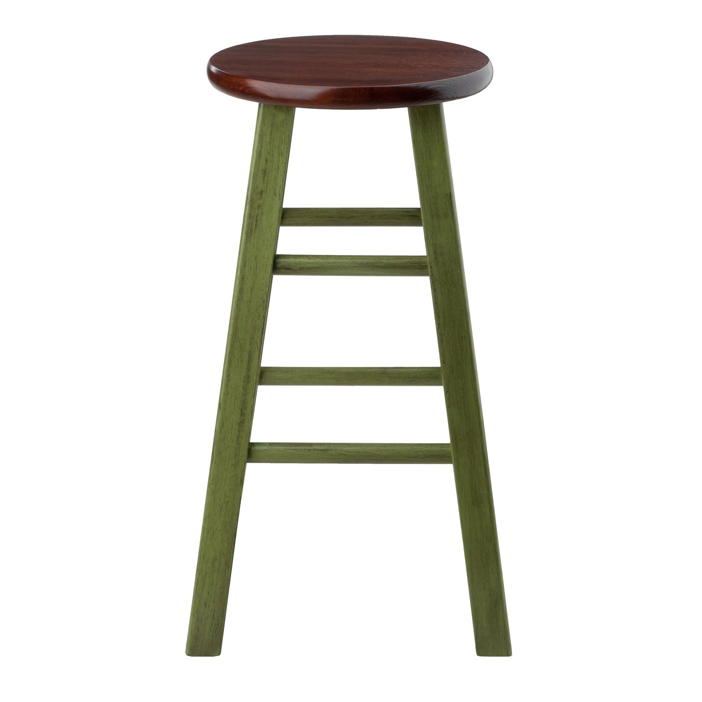 Ivy Counter Stool, Rustic Green and Walnut