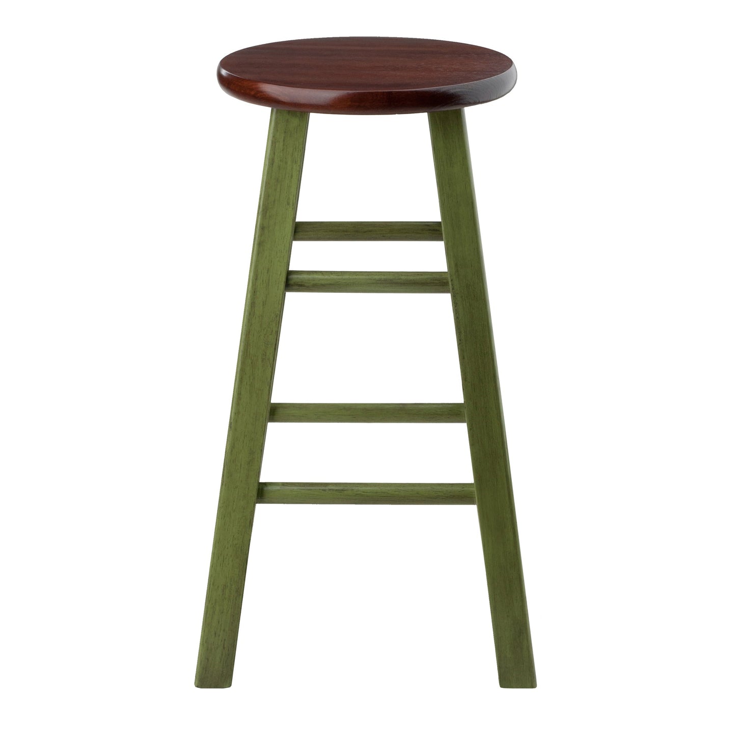 Ivy Counter Stool, Rustic Green and Walnut