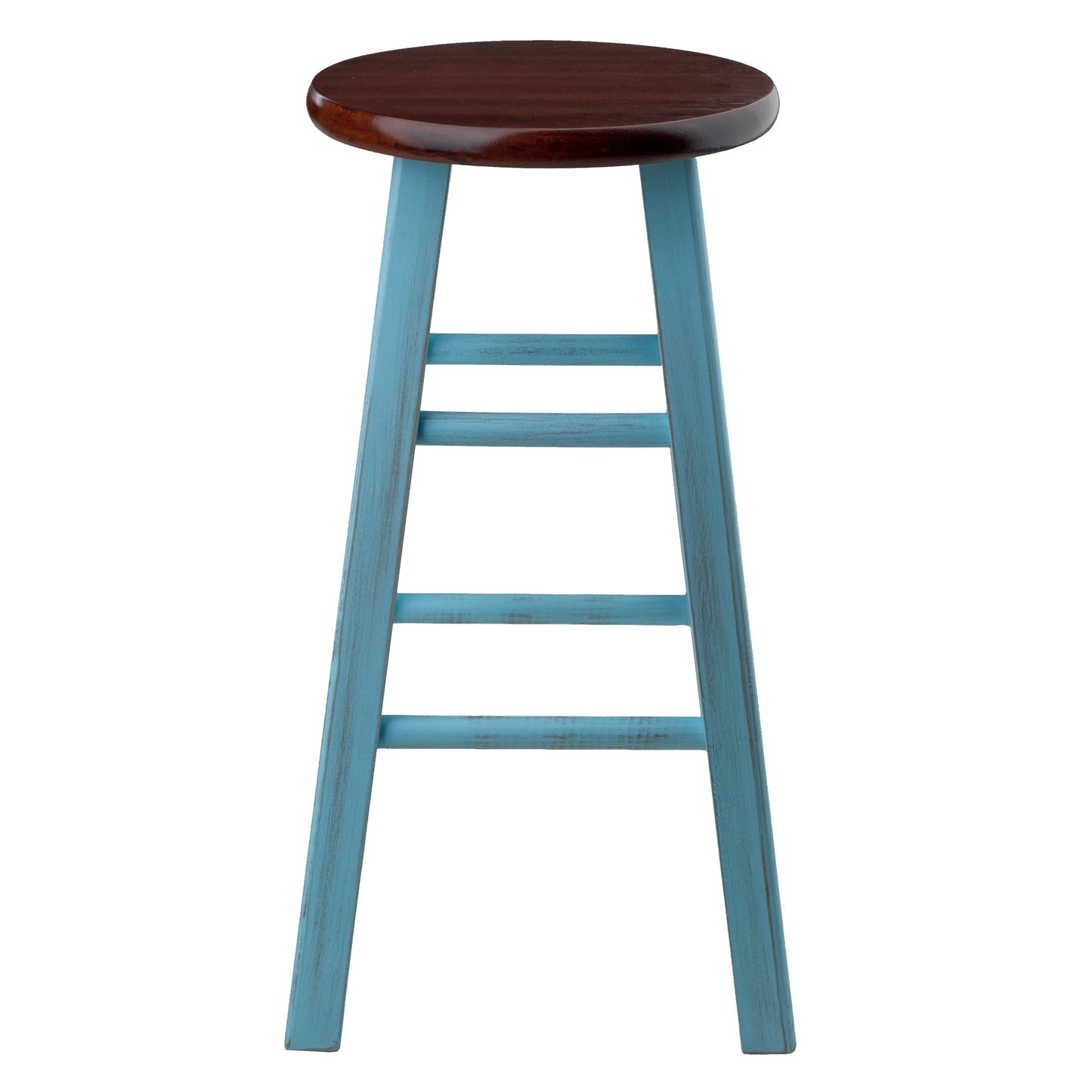 Ivy Counter Stool, Rustic Light Blue and Walnut