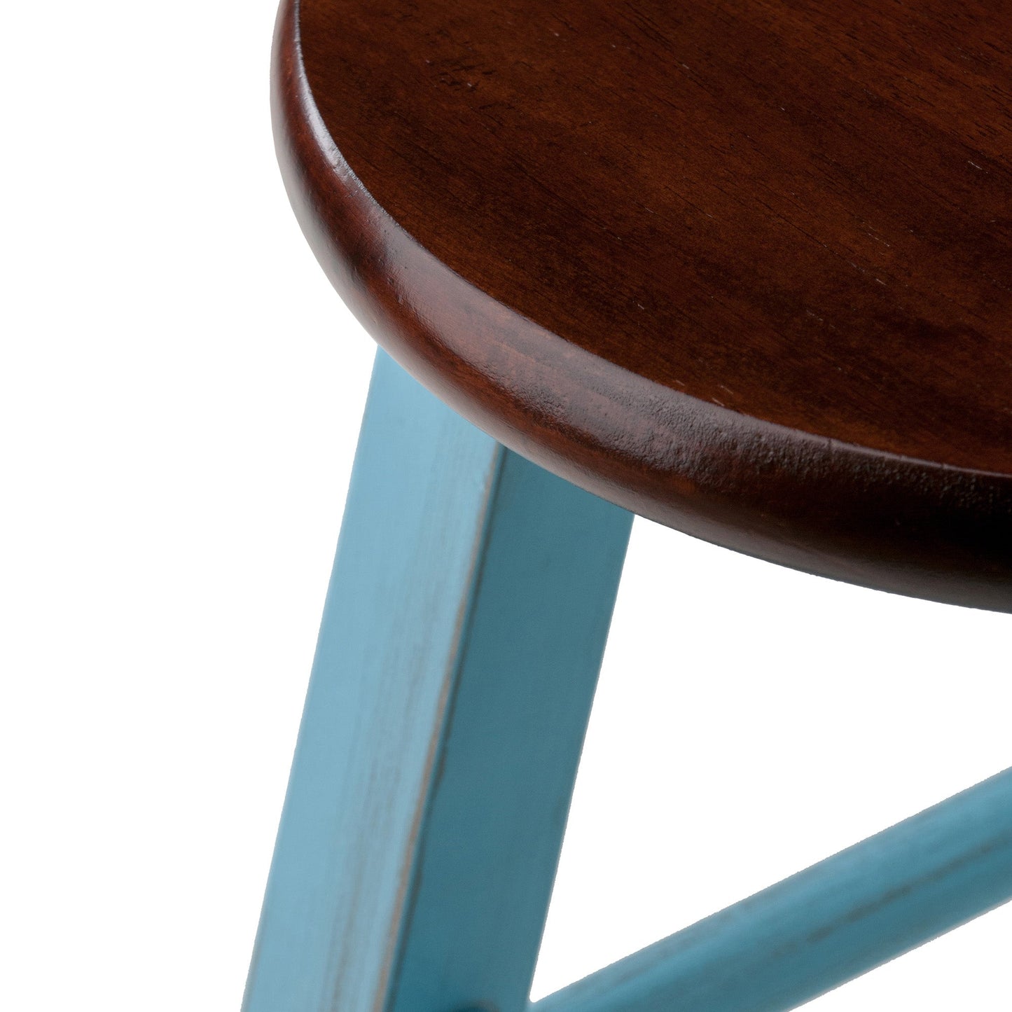 Ivy Counter Stool, Rustic Light Blue and Walnut