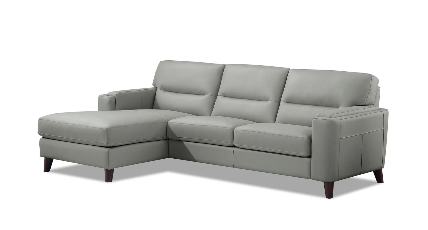 Elm Leather Sectional, Silver Gray - Hydeline USA