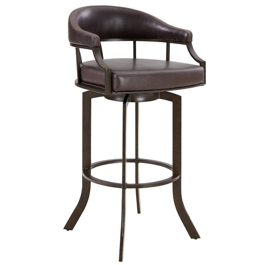 Pharaoh Swivel 26" Auburn Bay and Brown Faux Leather Bar Stool