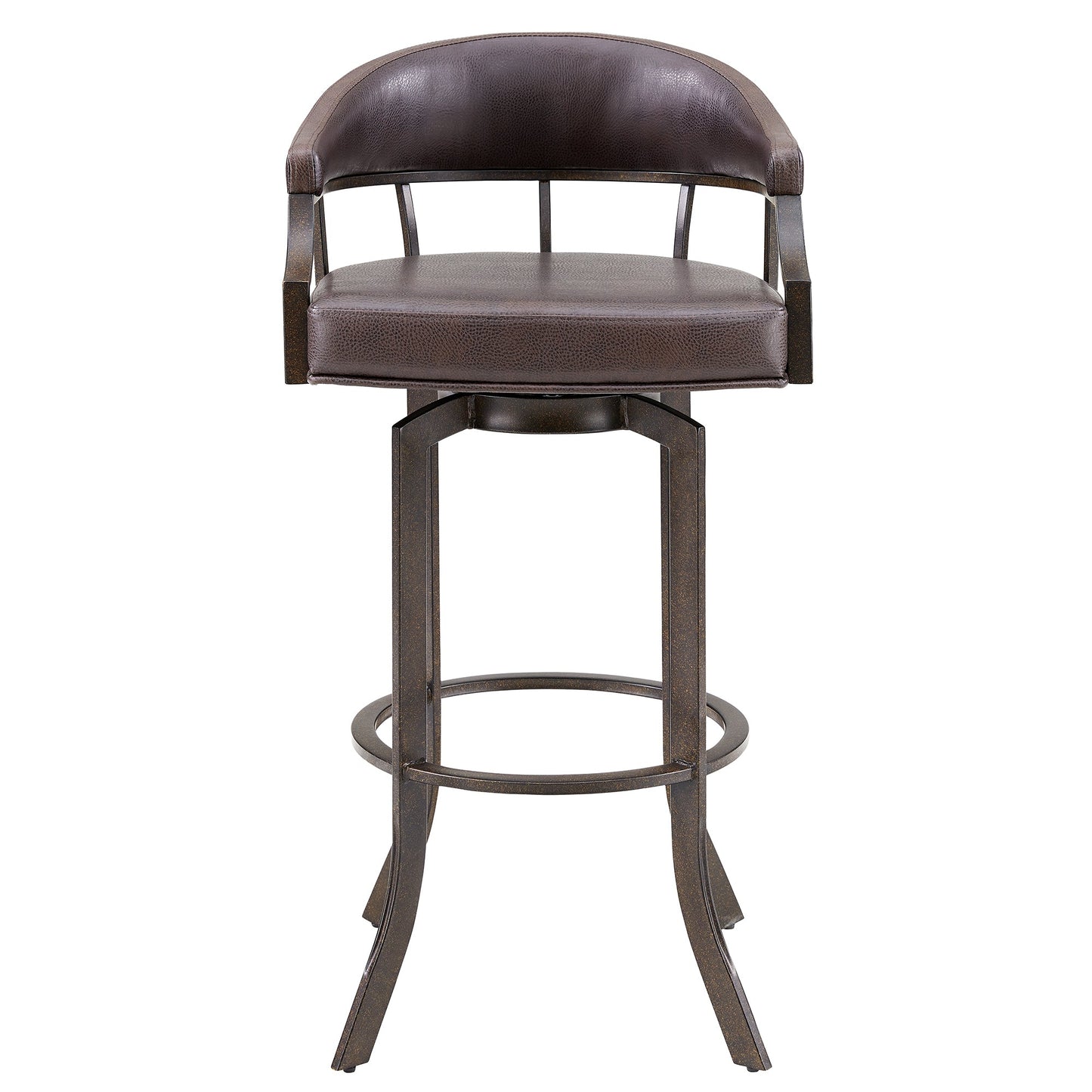 Pharaoh Swivel 30" Auburn Bay and Brown Faux Leather Bar Stool