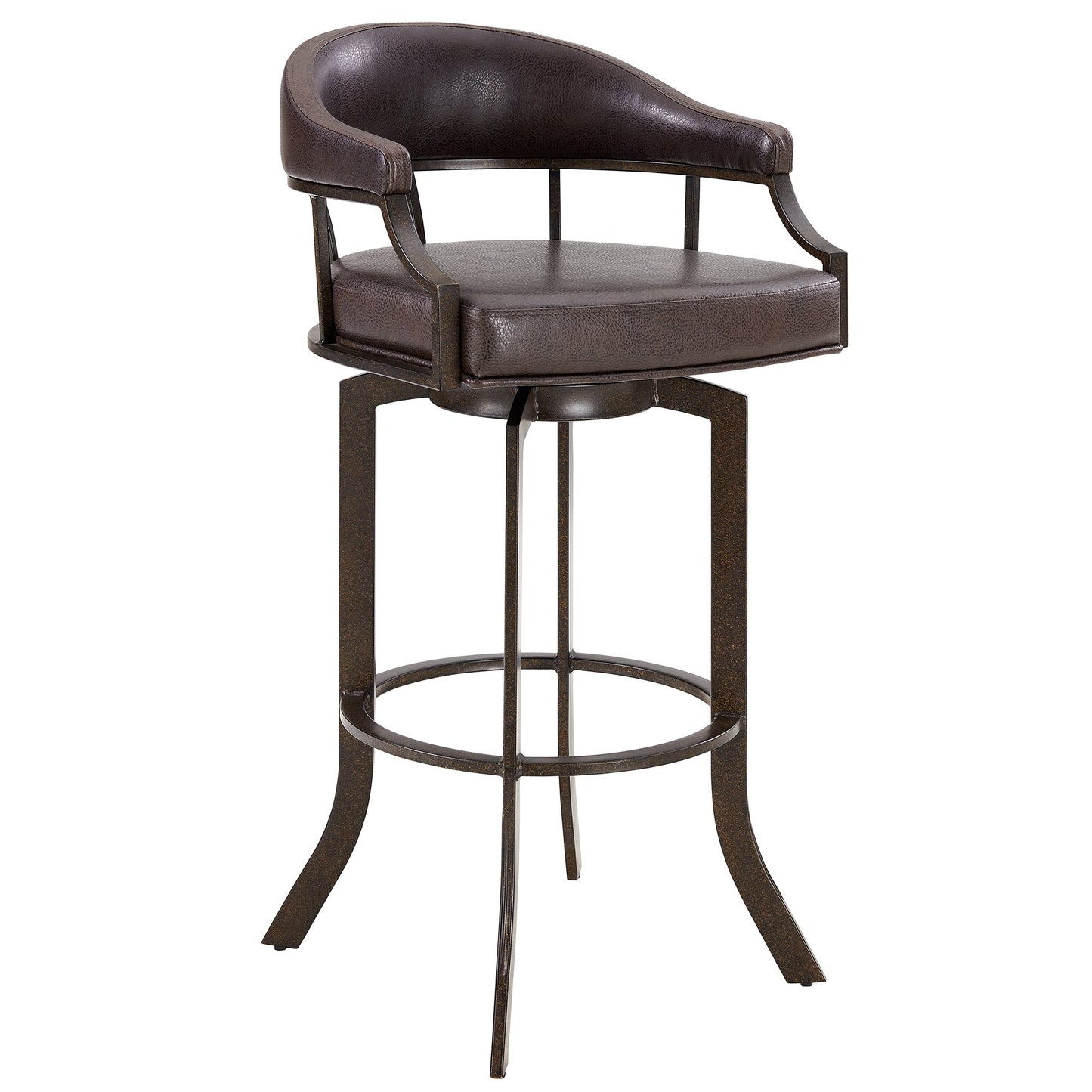 Pharaoh Swivel 30" Auburn Bay and Brown Faux Leather Bar Stool