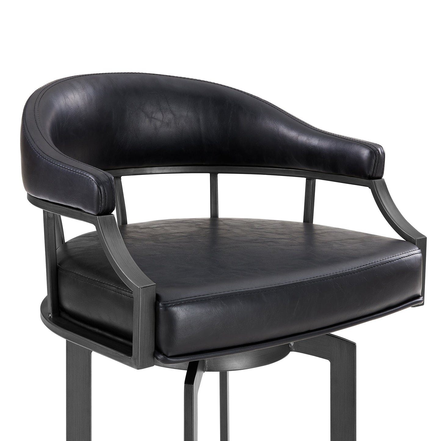 Pharaoh Swivel 26" Mineral Finish and Black Faux Leather Bar Stool