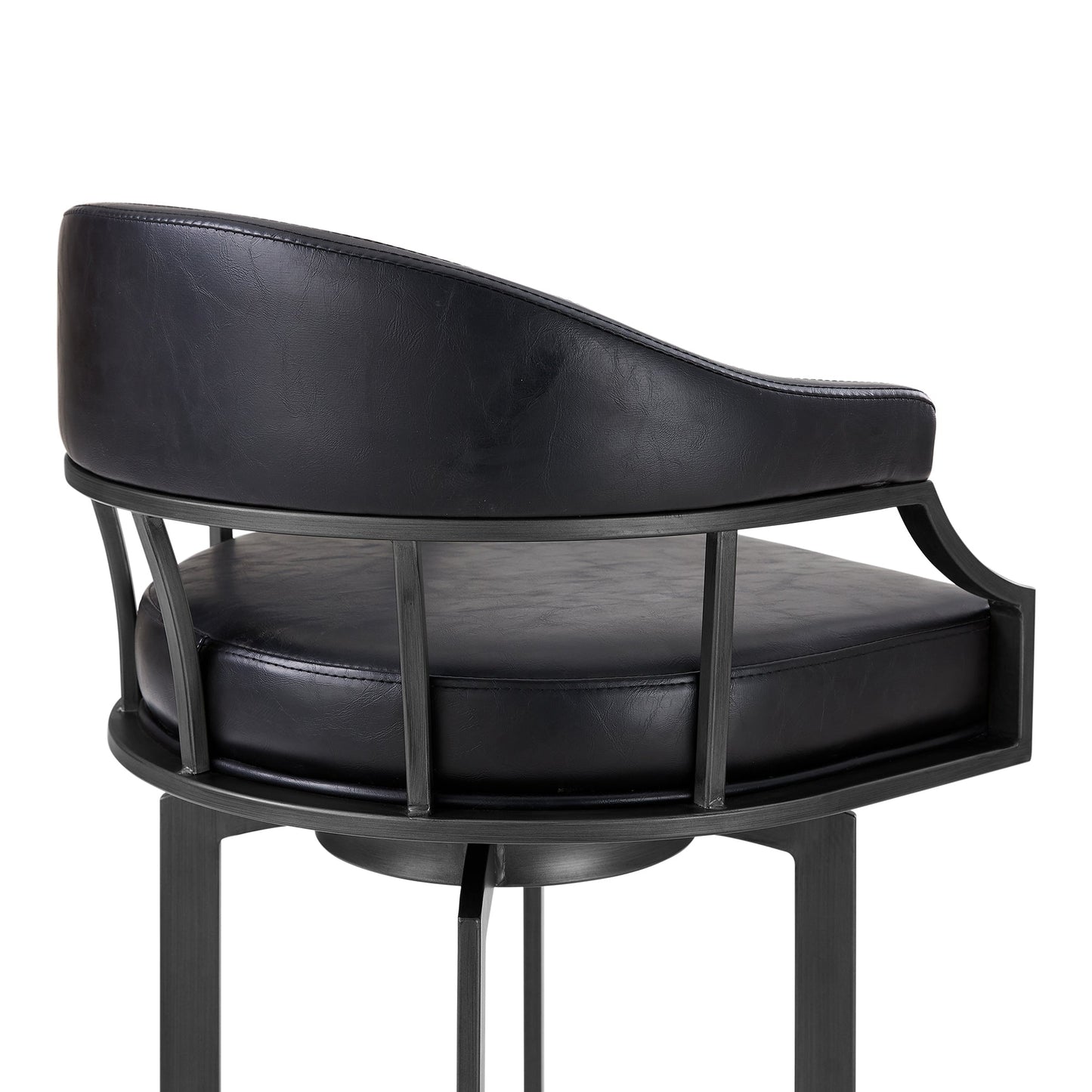 Pharaoh Swivel 26" Mineral Finish and Black Faux Leather Bar Stool