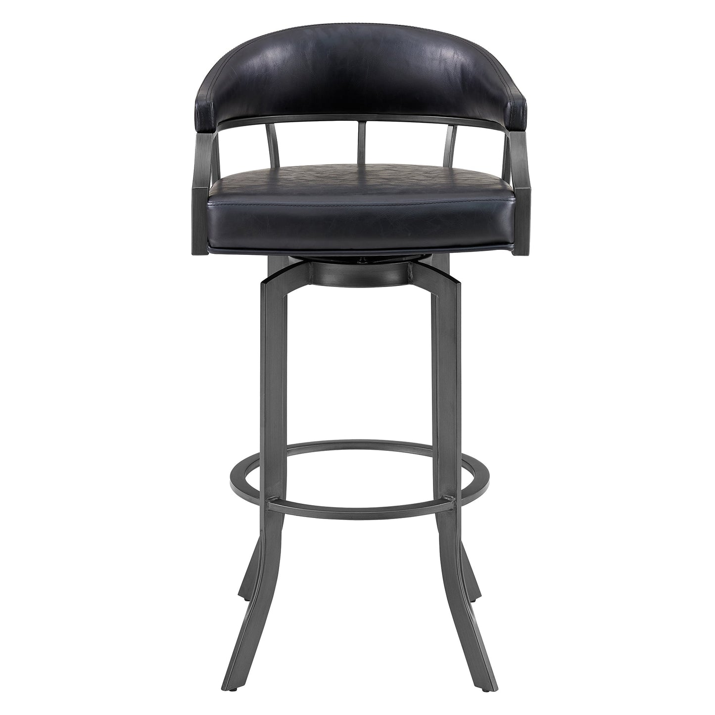 Pharaoh Swivel 30" Mineral Finish and Black Faux Leather Bar Stool