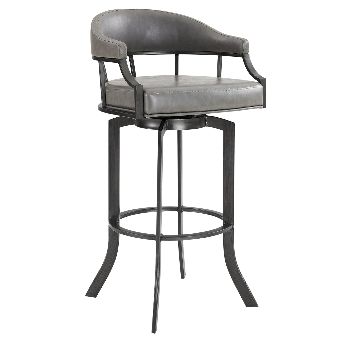 Pharaoh Swivel 26" Mineral Finish and Gray Faux Leather Bar Stool