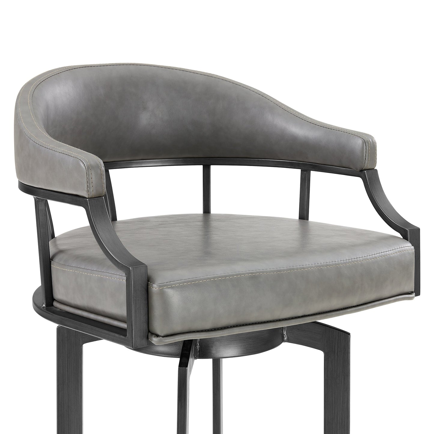 Pharaoh Swivel 26" Mineral Finish and Gray Faux Leather Bar Stool