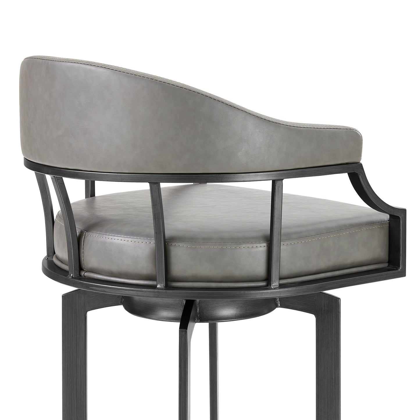 Pharaoh Swivel 26" Mineral Finish and Gray Faux Leather Bar Stool