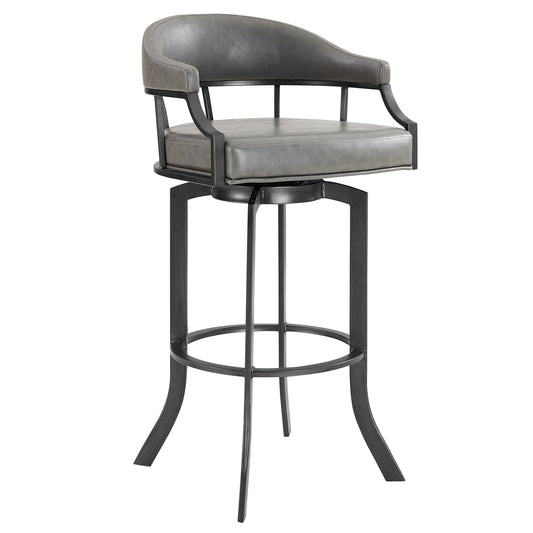 Pharaoh Swivel 30" Mineral Finish and Gray Faux Leather Bar Stool