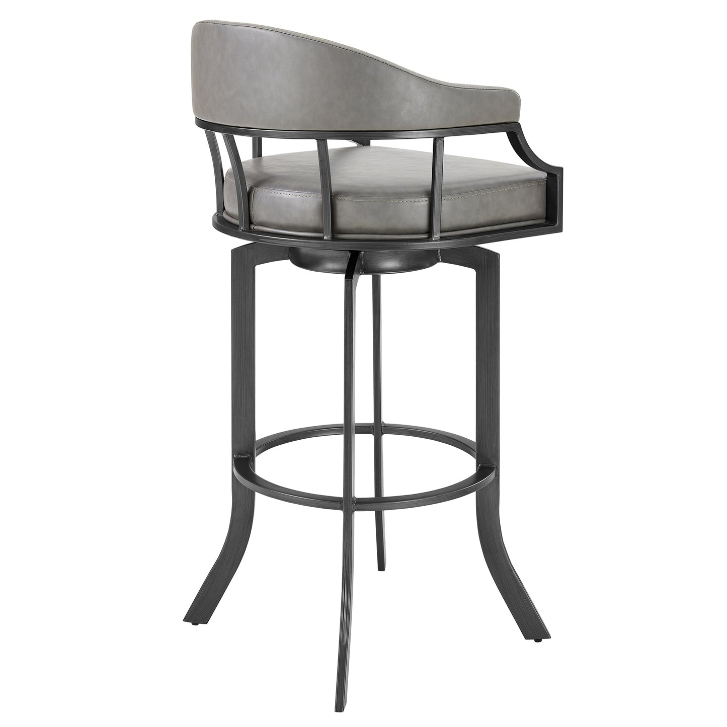 Pharaoh Swivel 30" Mineral Finish and Gray Faux Leather Bar Stool