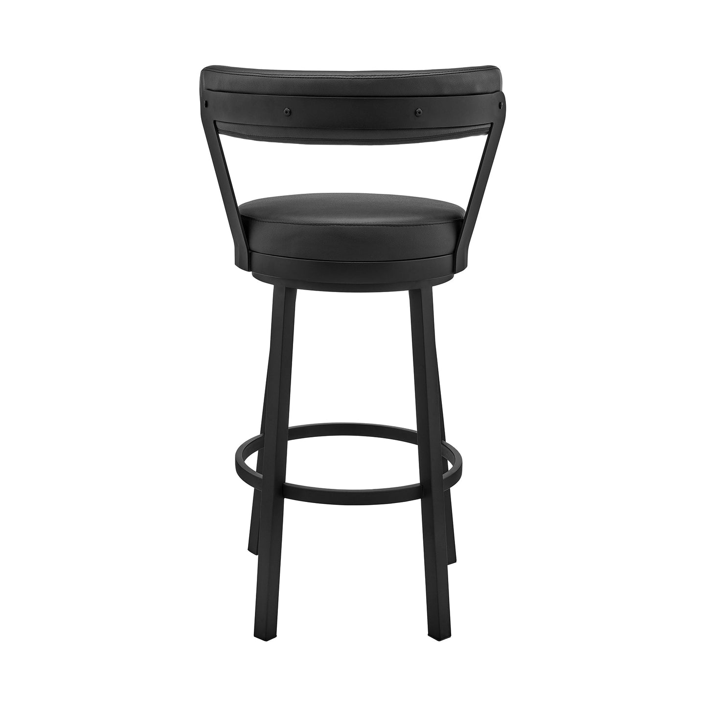 Kobe 26" Counter Height Swivel Bar Stool in Black Finish and Black Faux Leather