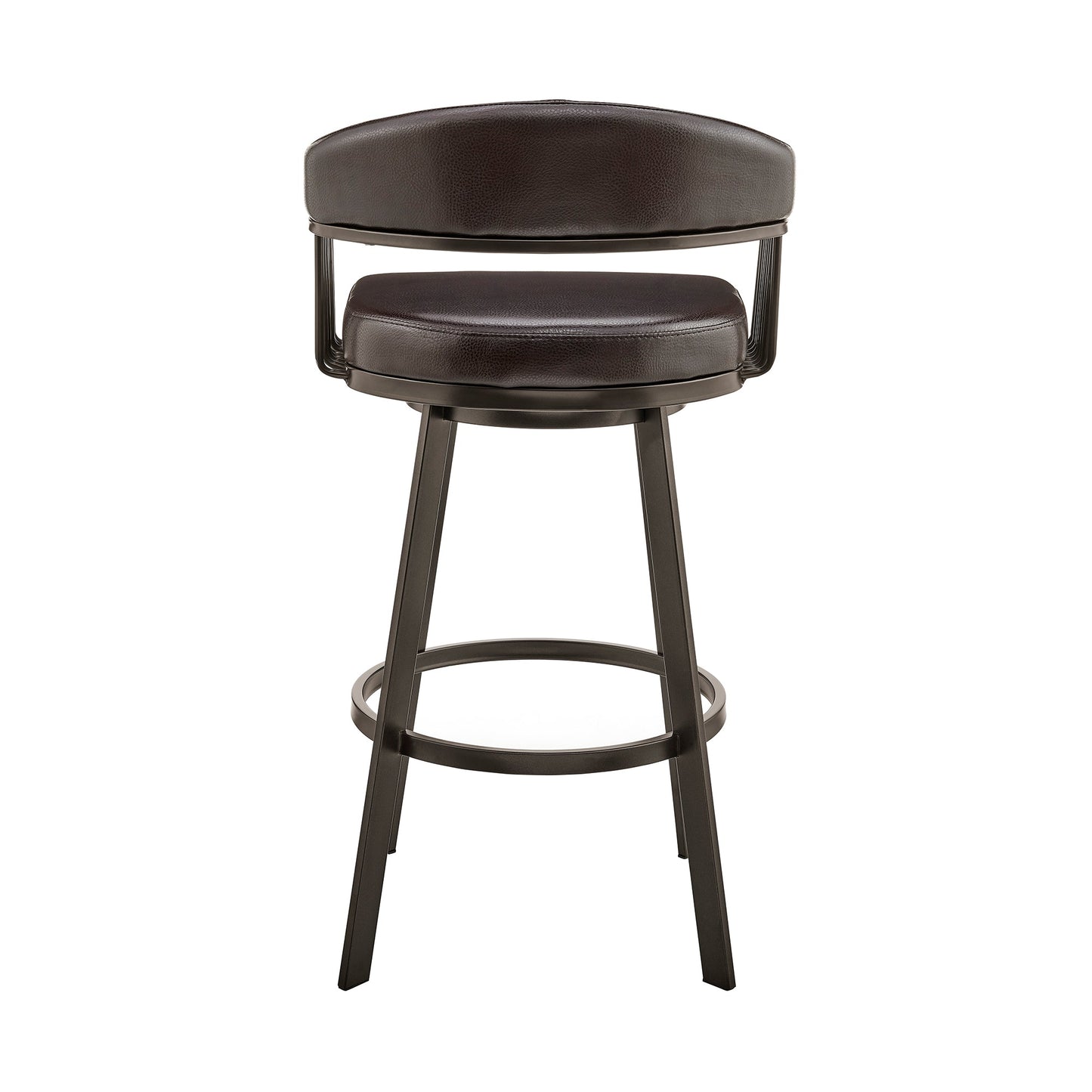 Bronson 25" Counter Height Swivel Bar Stool in Java Brown Finish and Chocolate Faux Leather