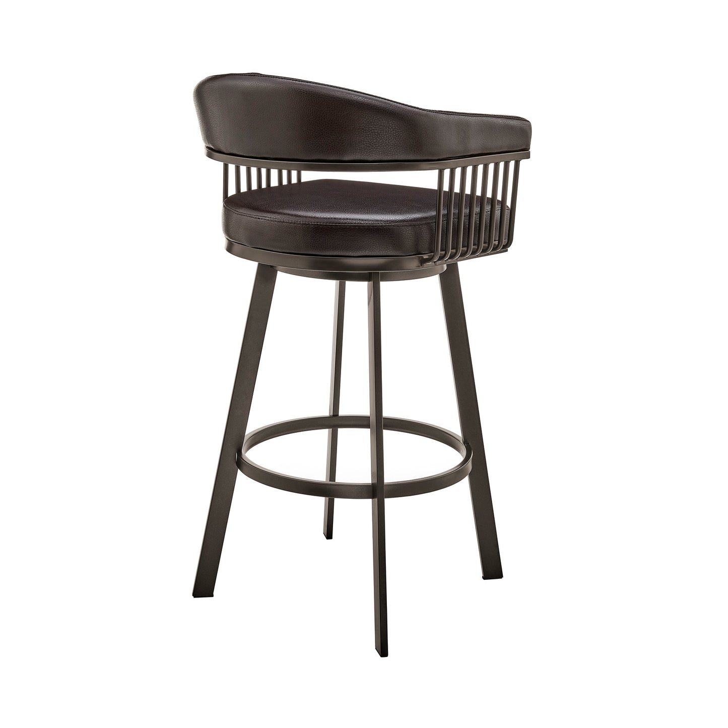 Bronson 29" Bar Height Swivel Bar Stool in Java Brown Finish and Chocolate Faux Leather