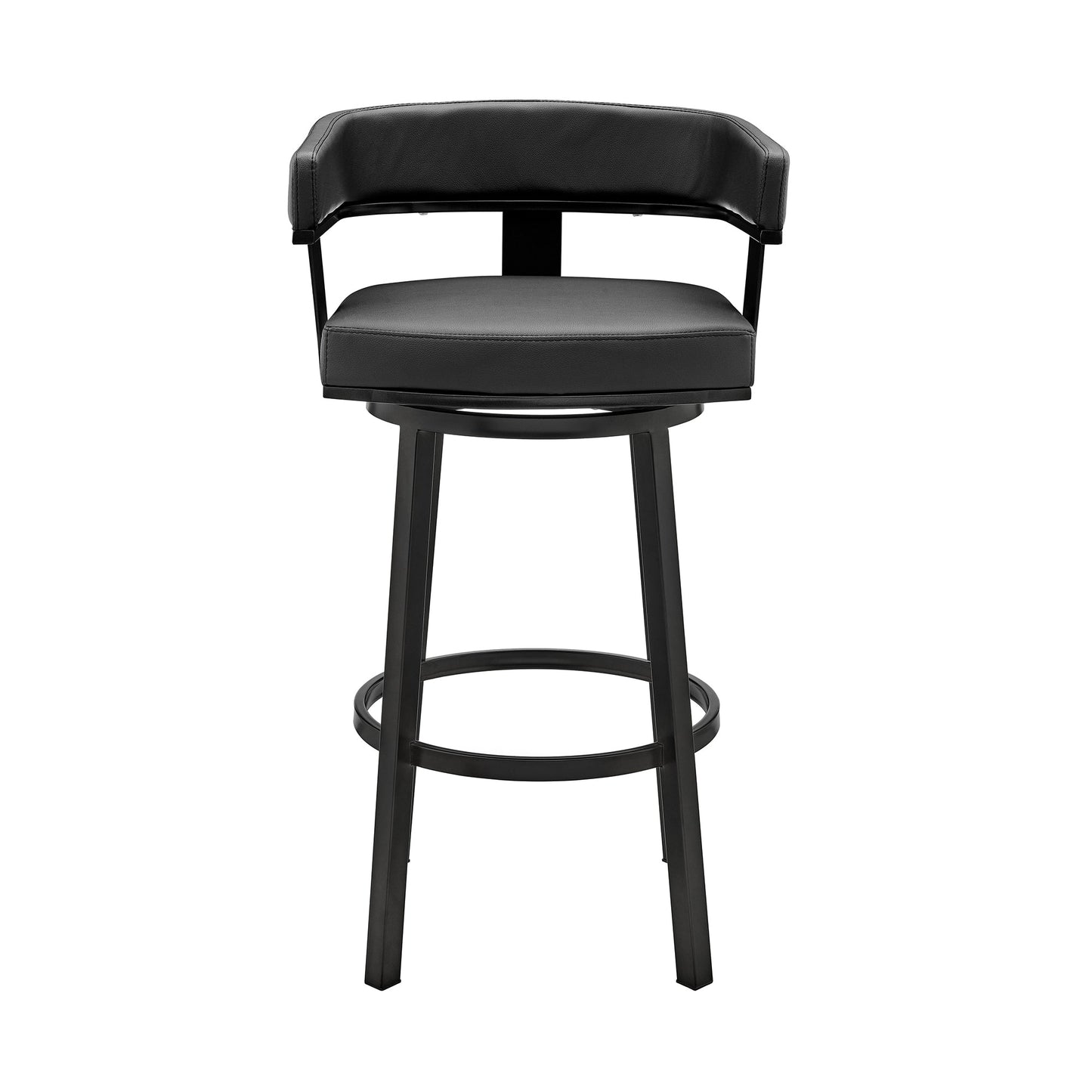 Cohen 26" Counter Height Swivel Bar Stool in Black Finish and Black Faux Leather