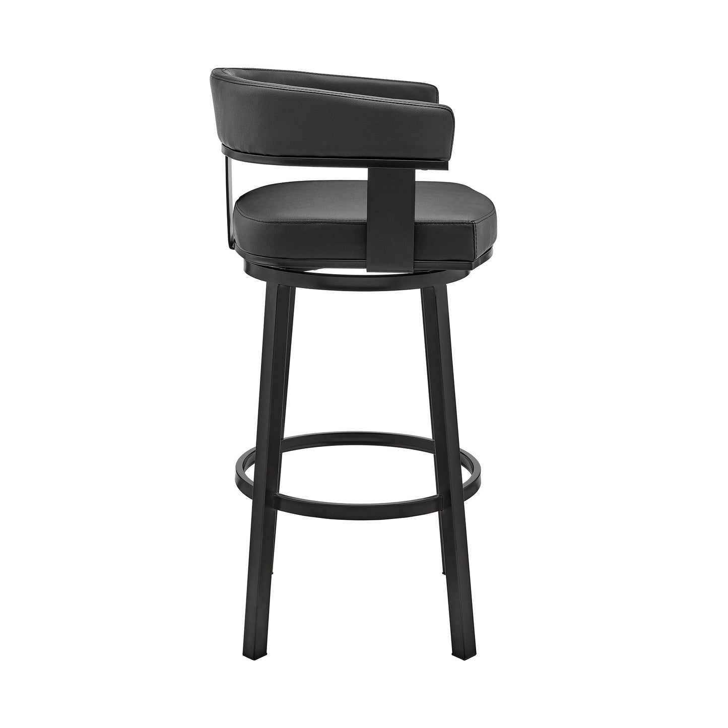 Cohen 26" Counter Height Swivel Bar Stool in Black Finish and Black Faux Leather