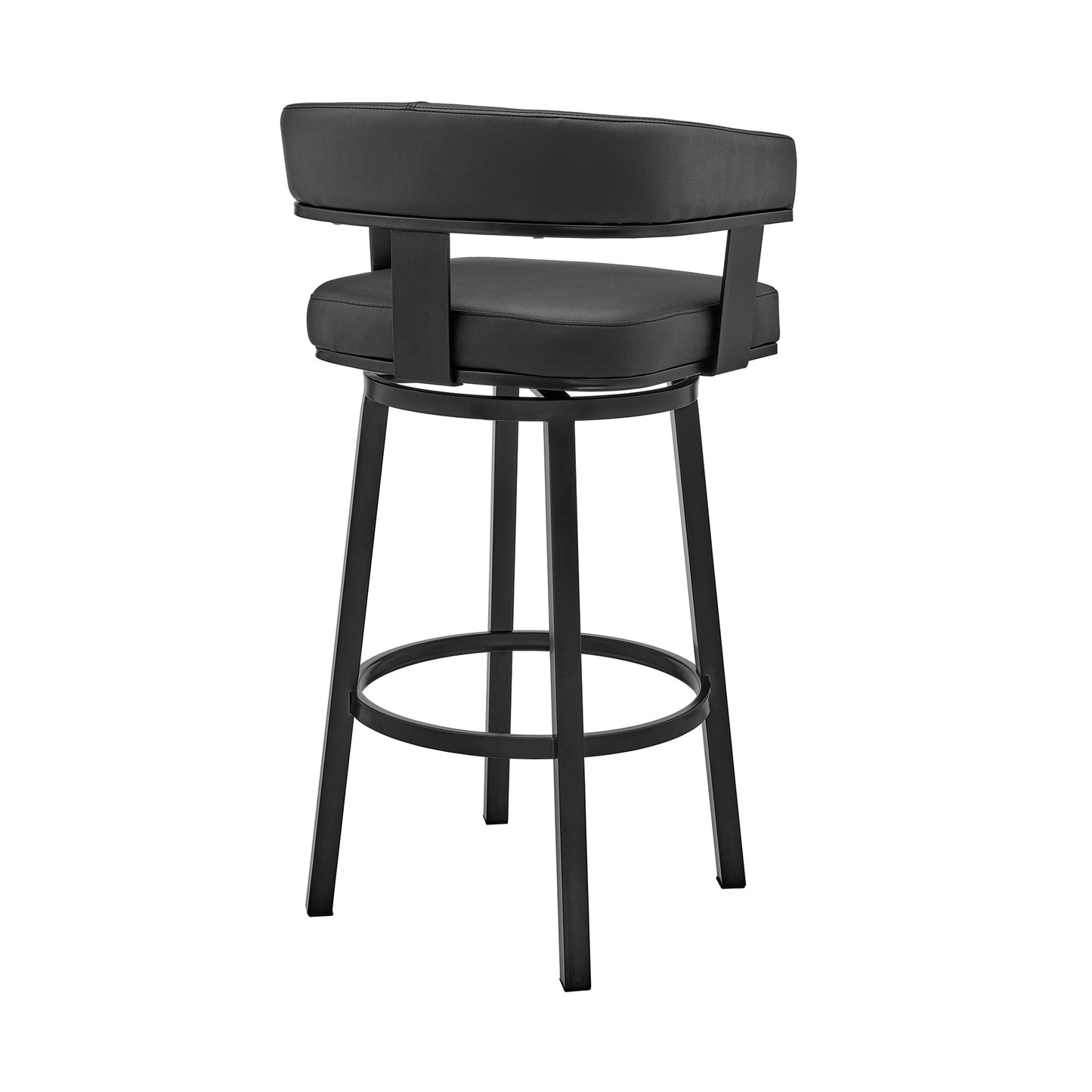 Cohen 26" Counter Height Swivel Bar Stool in Black Finish and Black Faux Leather